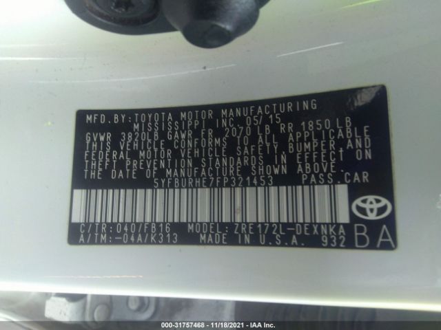 Photo 8 VIN: 5YFBURHE7FP321453 - TOYOTA COROLLA 