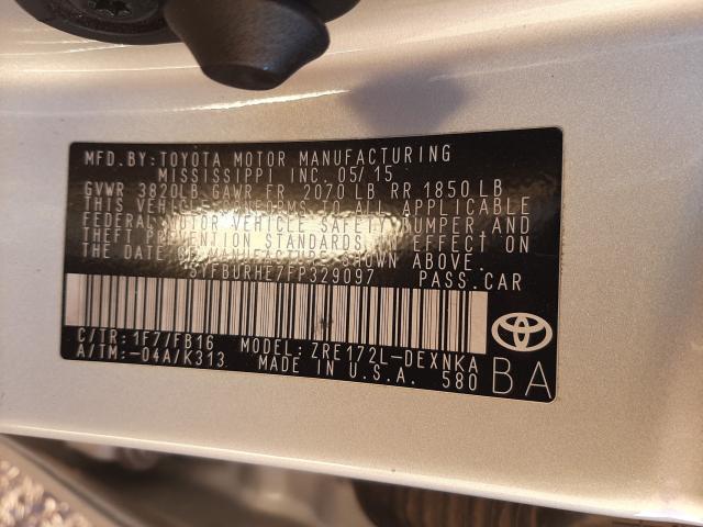 Photo 9 VIN: 5YFBURHE7FP329097 - TOYOTA COROLLA L 