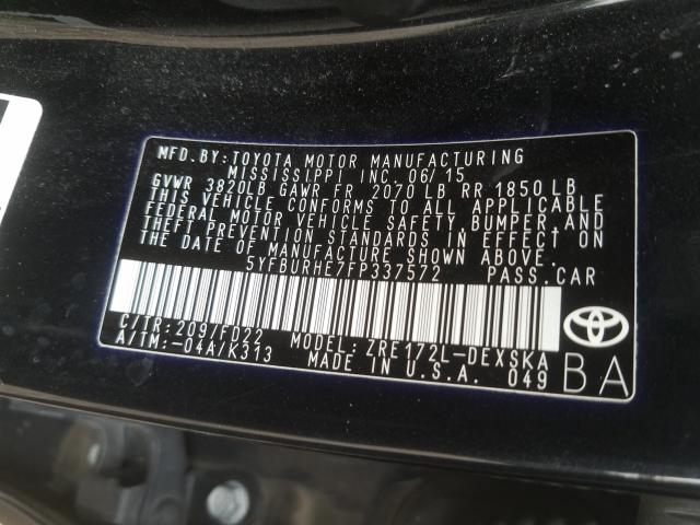 Photo 9 VIN: 5YFBURHE7FP337572 - TOYOTA COROLLA 