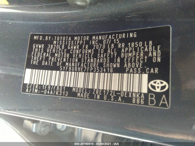 Photo 8 VIN: 5YFBURHE7FP353416 - TOYOTA COROLLA 