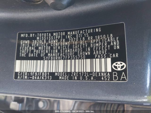 Photo 8 VIN: 5YFBURHE7FP355750 - TOYOTA COROLLA 