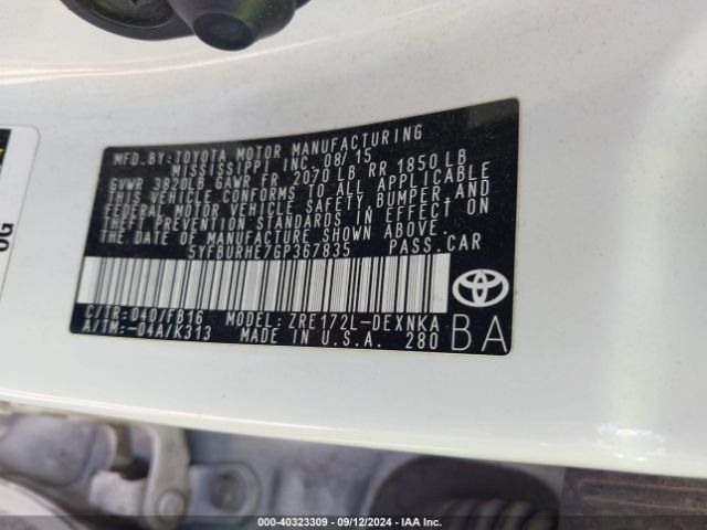 Photo 8 VIN: 5YFBURHE7GP367835 - TOYOTA COROLLA 