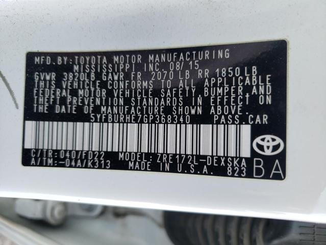 Photo 11 VIN: 5YFBURHE7GP368340 - TOYOTA COROLLA L 