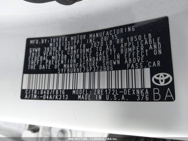 Photo 8 VIN: 5YFBURHE7GP372906 - TOYOTA COROLLA 