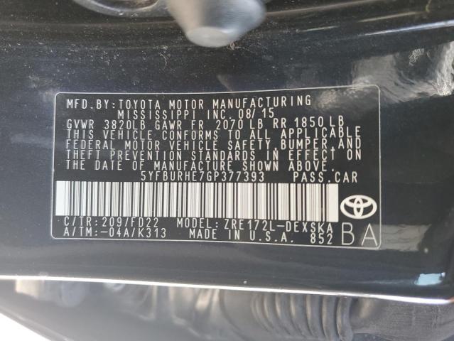 Photo 11 VIN: 5YFBURHE7GP377393 - TOYOTA COROLLA L 