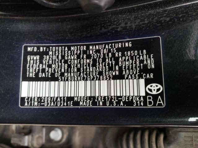 Photo 11 VIN: 5YFBURHE7GP378852 - TOYOTA COROLLA 