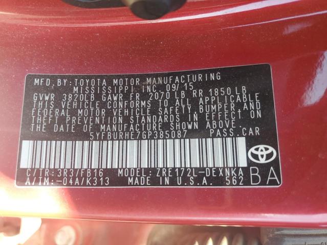 Photo 11 VIN: 5YFBURHE7GP385087 - TOYOTA COROLLA 