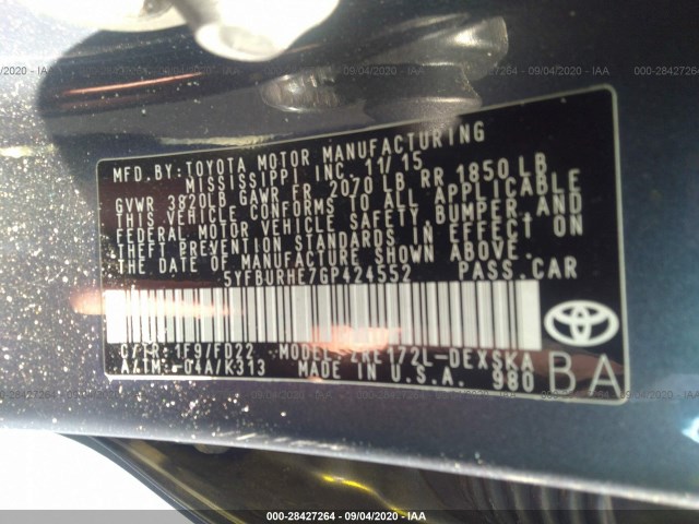 Photo 8 VIN: 5YFBURHE7GP424552 - TOYOTA COROLLA 