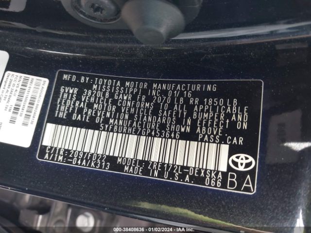 Photo 8 VIN: 5YFBURHE7GP453646 - TOYOTA COROLLA 