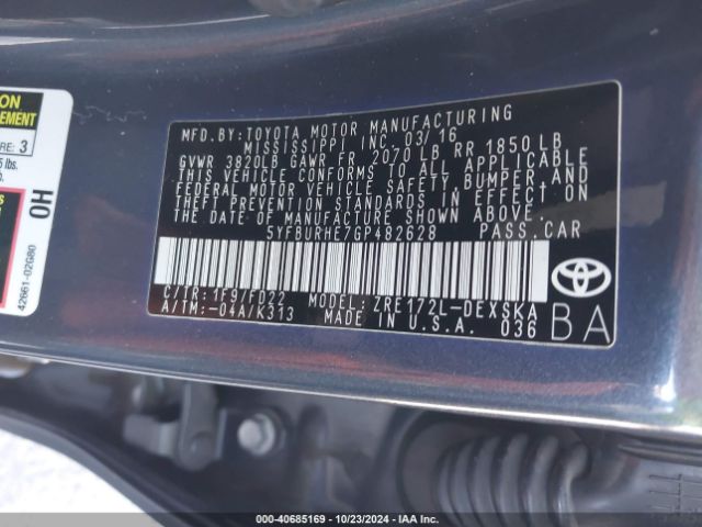 Photo 8 VIN: 5YFBURHE7GP482628 - TOYOTA COROLLA 