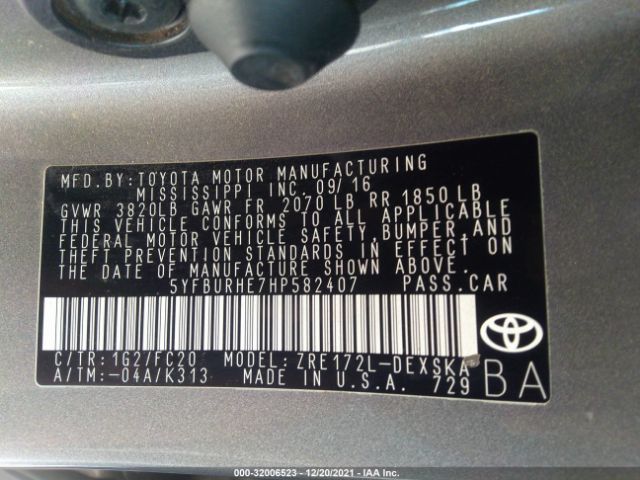 Photo 8 VIN: 5YFBURHE7HP582407 - TOYOTA COROLLA 