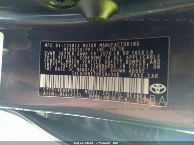 Photo 8 VIN: 5YFBURHE7HP594346 - TOYOTA COROLLA 