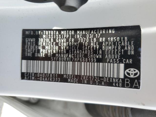 Photo 12 VIN: 5YFBURHE7HP668199 - TOYOTA COROLLA L 