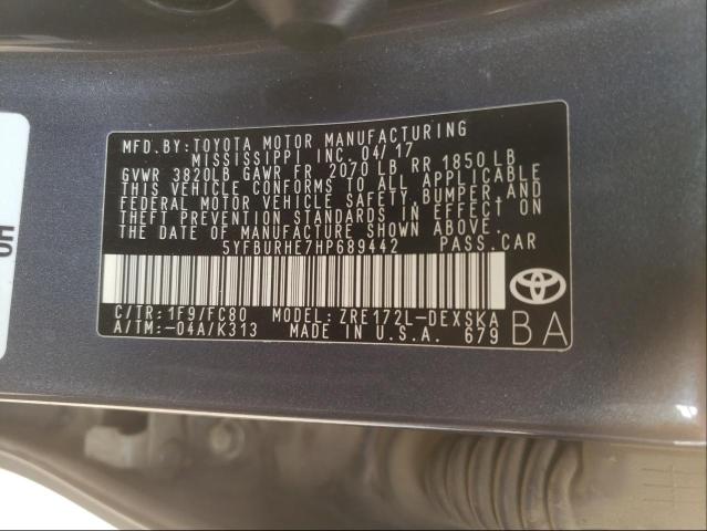 Photo 9 VIN: 5YFBURHE7HP689442 - TOYOTA COROLLA L 