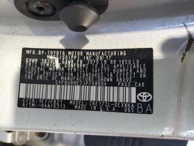 Photo 11 VIN: 5YFBURHE7JP748804 - TOYOTA COROLLA L 