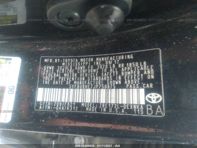 Photo 8 VIN: 5YFBURHE7JP750875 - TOYOTA COROLLA 