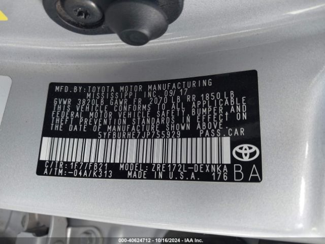 Photo 8 VIN: 5YFBURHE7JP755929 - TOYOTA COROLLA 