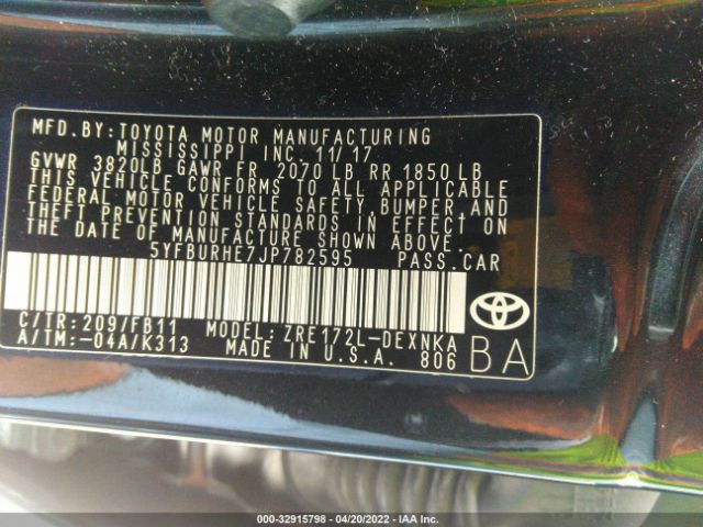 Photo 8 VIN: 5YFBURHE7JP782595 - TOYOTA COROLLA 