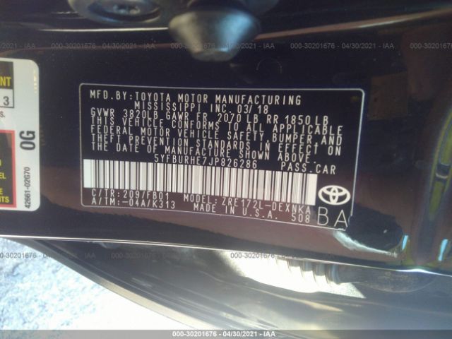 Photo 8 VIN: 5YFBURHE7JP826286 - TOYOTA COROLLA 