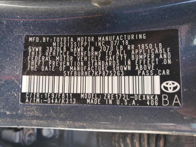 Photo 9 VIN: 5YFBURHE7KP875263 - TOYOTA COROLLA L 