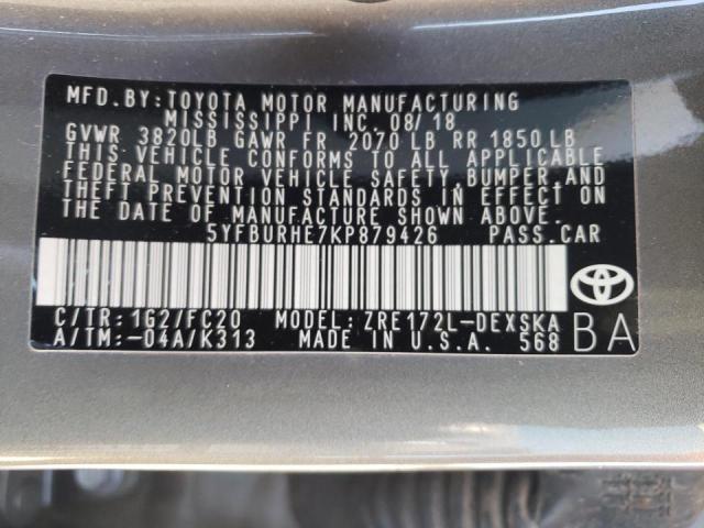 Photo 9 VIN: 5YFBURHE7KP879426 - TOYOTA COROLLA L 