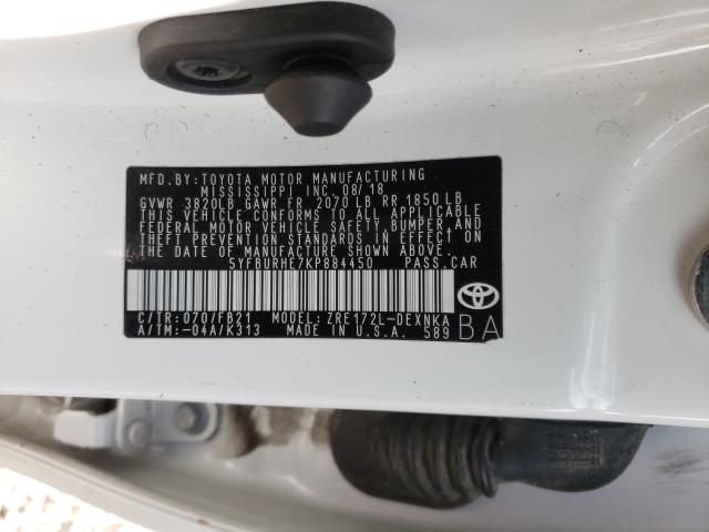 Photo 9 VIN: 5YFBURHE7KP884450 - TOYOTA COROLLA L 