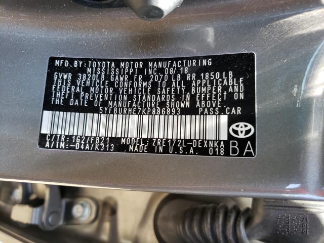 Photo 9 VIN: 5YFBURHE7KP886893 - TOYOTA COROLLA L 