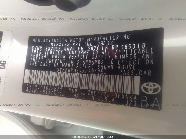 Photo 8 VIN: 5YFBURHE7KP891253 - TOYOTA COROLLA 