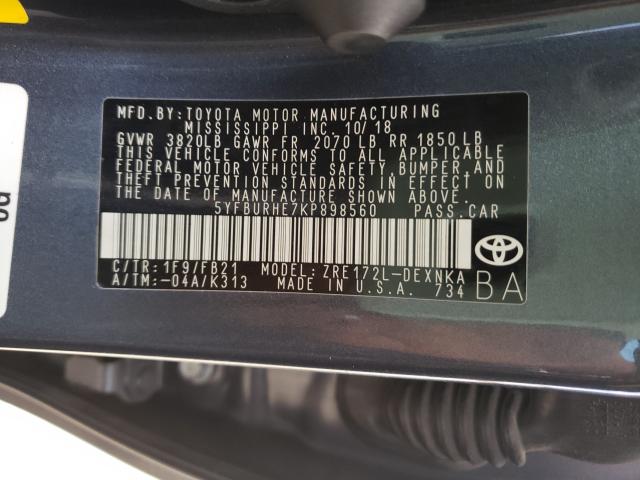 Photo 9 VIN: 5YFBURHE7KP898560 - TOYOTA COROLLA L 