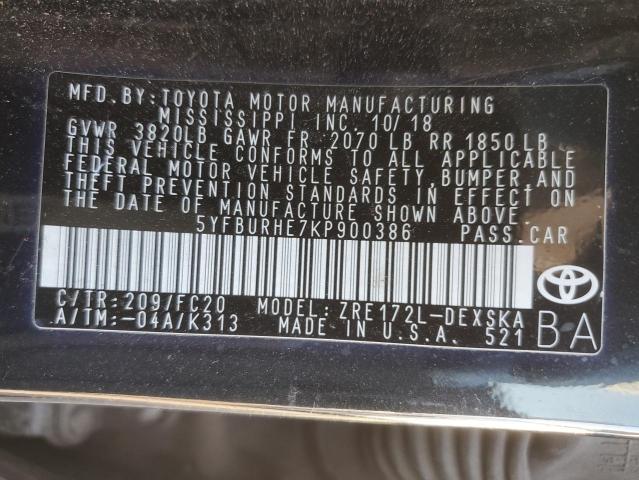 Photo 11 VIN: 5YFBURHE7KP900386 - TOYOTA COROLLA L 