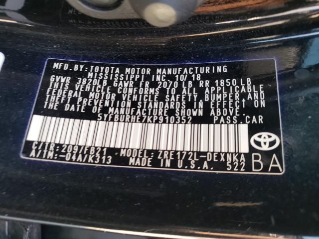 Photo 9 VIN: 5YFBURHE7KP910352 - TOYOTA COROLLA L 