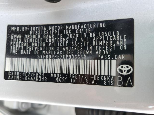 Photo 12 VIN: 5YFBURHE7KP936658 - TOYOTA COROLLA L 