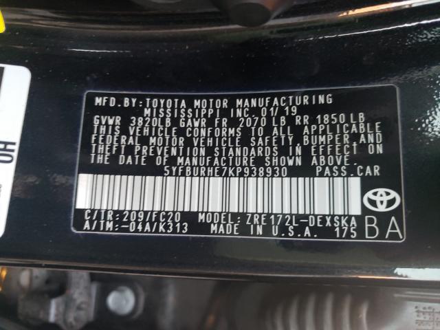 Photo 9 VIN: 5YFBURHE7KP938930 - TOYOTA COROLLA L 