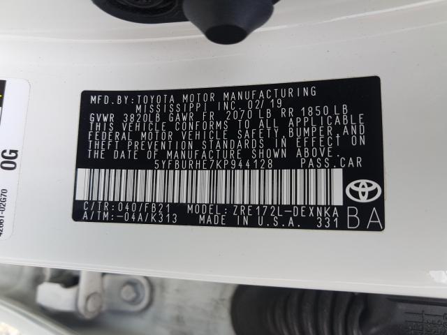 Photo 9 VIN: 5YFBURHE7KP944128 - TOYOTA COROLLA L 