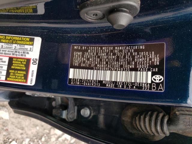 Photo 9 VIN: 5YFBURHE7KP949135 - TOYOTA COROLLA L 