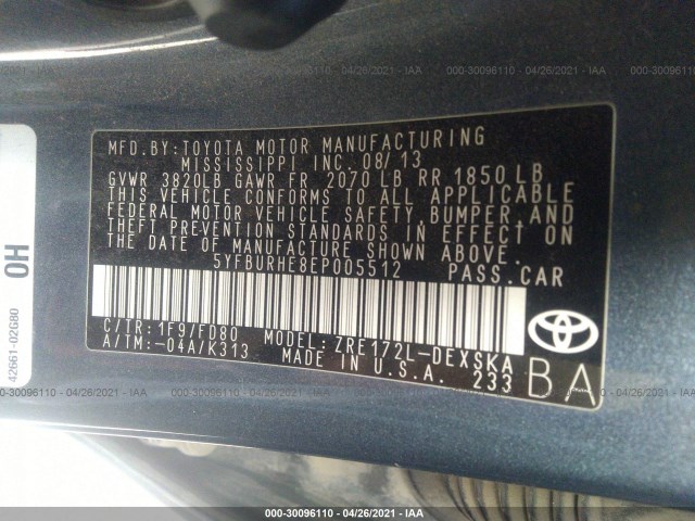 Photo 8 VIN: 5YFBURHE8EP005512 - TOYOTA COROLLA 