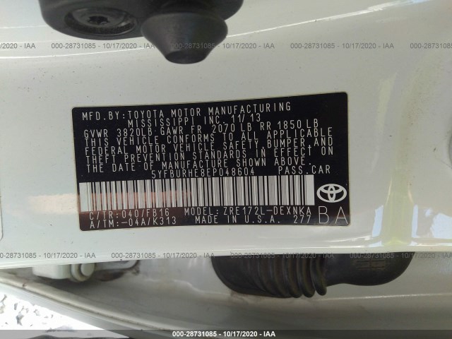 Photo 8 VIN: 5YFBURHE8EP048604 - TOYOTA COROLLA 