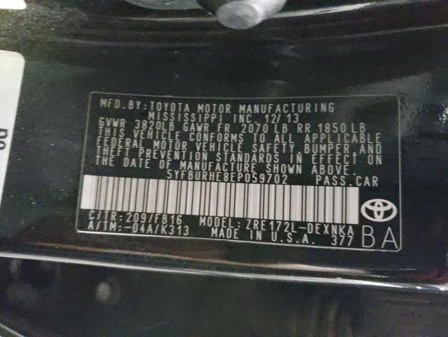 Photo 9 VIN: 5YFBURHE8EP059702 - TOYOTA COROLLA L 