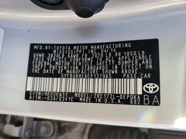 Photo 9 VIN: 5YFBURHE8EP127965 - TOYOTA COROLLA L 