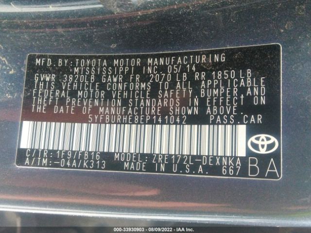 Photo 8 VIN: 5YFBURHE8EP141042 - TOYOTA COROLLA 