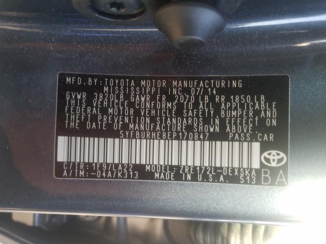 Photo 9 VIN: 5YFBURHE8EP170847 - TOYOTA COROLLA L 