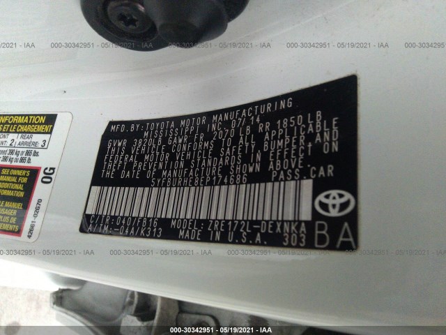 Photo 8 VIN: 5YFBURHE8EP174686 - TOYOTA COROLLA 