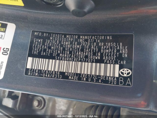 Photo 8 VIN: 5YFBURHE8EP177071 - TOYOTA COROLLA 