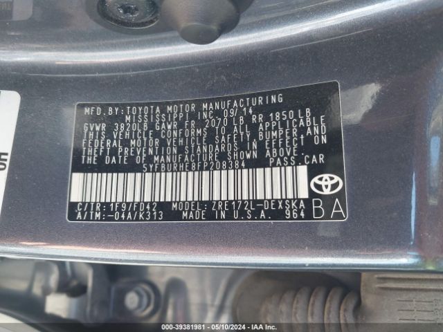 Photo 8 VIN: 5YFBURHE8FP208384 - TOYOTA COROLLA 