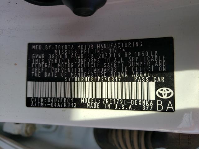 Photo 9 VIN: 5YFBURHE8FP240817 - TOYOTA COROLLA L 