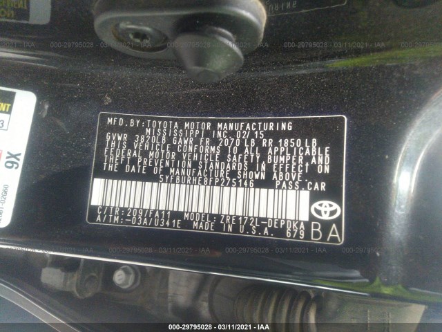 Photo 8 VIN: 5YFBURHE8FP275146 - TOYOTA COROLLA 