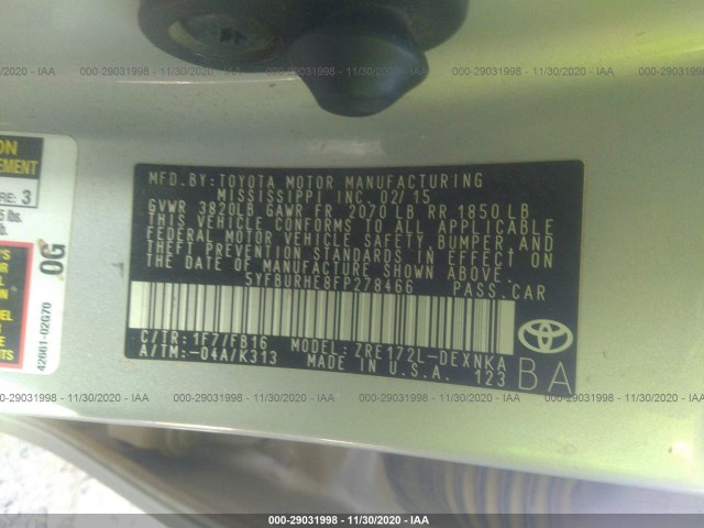 Photo 8 VIN: 5YFBURHE8FP278466 - TOYOTA COROLLA 