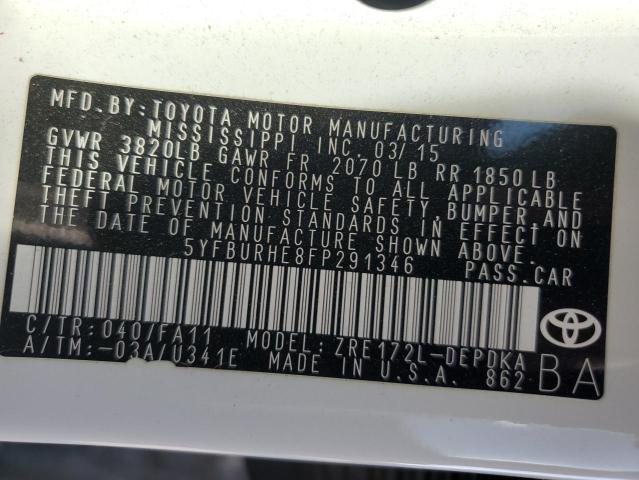 Photo 12 VIN: 5YFBURHE8FP291346 - TOYOTA COROLLA L 