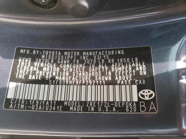 Photo 9 VIN: 5YFBURHE8FP292111 - TOYOTA COROLLA L 