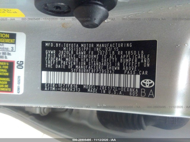 Photo 8 VIN: 5YFBURHE8FP295042 - TOYOTA COROLLA 